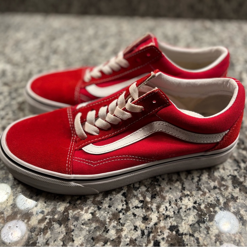 Vans Red and White Old Skool Skate Shoes